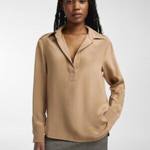 satin  Blouse carmel long sleeve no button   by Culture size medium